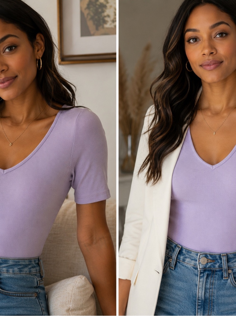 7 For All Mankind Lavender Ribbed V-Neck Bodysuit Womens XS Short Sleeve NWT